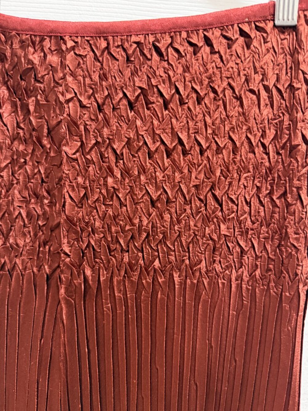 Komarov Copper Crinkle Pleated Lace Trim Mermaid Maxi Skirt Size S - Picture 3 of 8